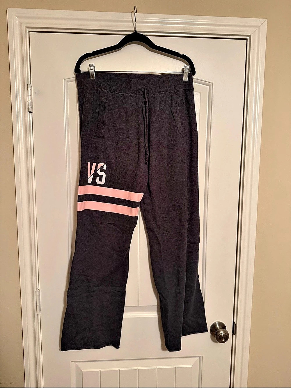 Victoria’s Secret VS Wide Leg Sweatpants S/P Charcoal Pink Stripe